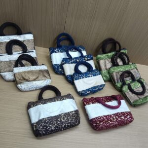 Suede Foil Handle Bag