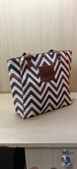 Jute Fabric Zig Zag Bag - Image 2
